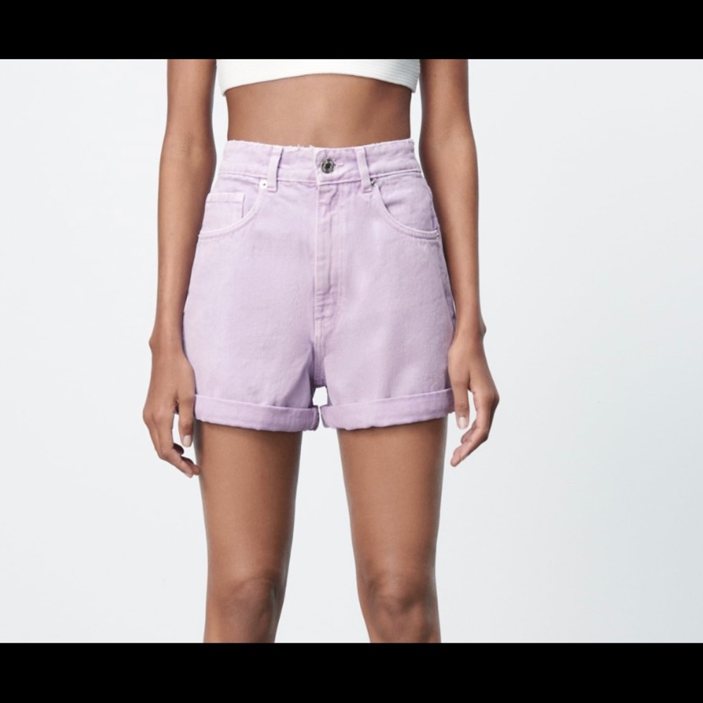 Zara mom fit lilac shorts